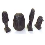 Group of four carved hard stone figures of various Egyptian Pharaohs, Gods etc, largest approx 5"