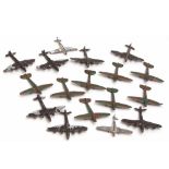 A collection of seventeen painted Lead WWII Aeroplanes, to include Fairey Battle and possibly