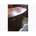 Early 19th Century Mahogany bow front Chest of four graduated drawers on bracket feet, 36" wide