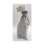 A Lladro (Collectors Society) Figure, young girl wearing a summer dress, the hem moulded with