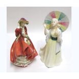 Two Royal Doulton Figures: Jane, HN2806; Top O'The Hill, HN1834, both 7 1/2" high