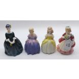 A collection of four Royal Doulton Figures: Valerie, HN2107; Penny, HN2424; Cherie, HN2341; Marie,