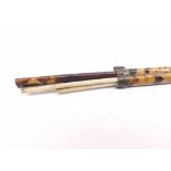 A Victorian Oriental Tortoiseshell-encased Travelling Writing Set with metal mounts, 17cm long