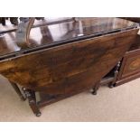 18th Century oval Oak Gate Leg Table, raised on turned legs, 46" wide