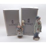 Two Lladro Figures: Littlest Clown, 05811 and Circus Sam, 010 05472 (both boxed), 6" and 8 1/2" high