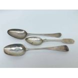 A Mixed Lot comprising: a George II base marked Tablespoon, shell backed Hanoverian pattern,