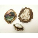 Mixed Lot comprising a Victorian gilt metal Cameo panelled Brooch of the Madonna, a Victorian