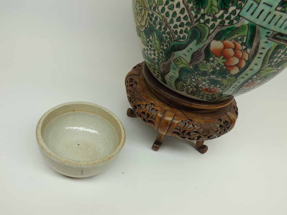 A Chinese Large Covered Ginger Jar, well-painted predominantly in famille verte with iron red and - Image 3 of 4