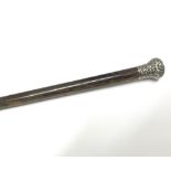 Vintage Hardwood Walking Stick fitted with London hallmarks, Silver top with foliate decoration,