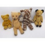 Four vintage Teddies to include plush "Sooty" and three others