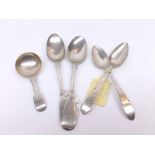A Mixed Group comprising: a George IV Caddy Spoon, Fiddle pattern, London 1827, Maker WB; two