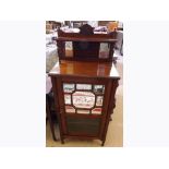 Late 19th Century Mahogany Music Cabinet, back with raised pediment with shelf with two mirrors