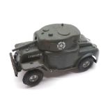 A Tri-Ang Minic Push and Go Armoured Car with original box, length 6"