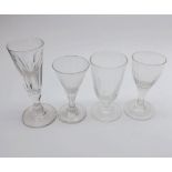 Four various 19th Century and later Wine Glasses, various shapes, one with folded foot