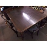 Victorian Mahogany rectangular Library Table, with frieze drawers, raised on turned legs and heavy