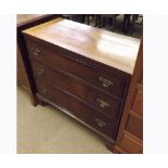 19th Century Mahogany Chest, the plain top with Boxwood stringing over three full width drawers on