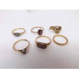 A good mixed group of Rings including a hallmarked 22ct Gold Wedding Ring, 2 1/2 gms, three 18ct