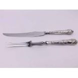 A pair of Steel-Bladed Carvers with Kings pattern Silver handles, Sheffield 1962