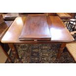 Victorian Mahogany extending Dining Table with extra leaf raised on turned legs and casters, 41"