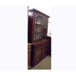 A Victorian Mahogany Secretaire Bookcase, glazed top over a fitted full width secretaire drawer