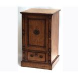 Victorian Pollard Oak or Walnut simulated small Cabinet, top moulded edge over panelled door and