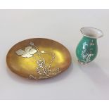 Mixed lot comprising an Art Nouveau Copper and white metal dish decorated in the Art Nouveau