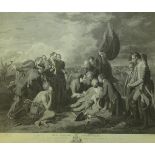 AFTER BENJAMIN WEST, ENGRAVED BY WILLIAM WOOLLETT, ANTIQUE BLACK AND WHITE ENGRAVING, PUBLISHED