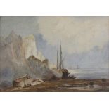 ATTRIBUTED TO WILLIAM CALLOW, WATERCOLOUR, Coastal Scene with Fishing Boat, 6" x 8"