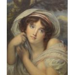 AFTER J B GREUZE, BEARS SIGNATURE, WATERCOLOUR, A Bacchante, 17" x 14"