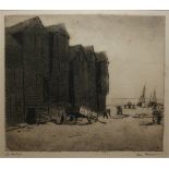 DORA MEESON, SIGNED IN PENCIL TO MARGIN, BLACK AND WHITE ETCHING, Inscribed "Old Hastings", 7" x 8"