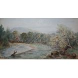 WILLIAM LANGLEY, SIGNED LOWER RIGHT, WATERCOLOUR, INSCRIBED "Horseshoe Falls, Llangollen", 6 1/2"