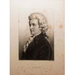 AFTER C JAGER, ENGRAVED BY J BANKEL, PAIR OF BLACK AND WHITE ENGRAVINGS, "H ndel" and "Mozart", 7
