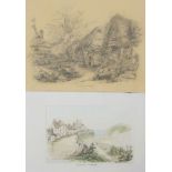 ELEANOR MEAGER, ONE SIGNED AND DATED JULY 5TH 1852, A GROUP OF FIVE PENCIL AND WASH DRAWINGS, "