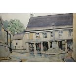 VERONICA BURLEIGH, SIGNED LOWER RIGHT, WATERCOLOUR, Town Scene, 9" x 14"