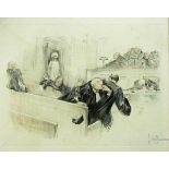 AFTER L HOFFMANN, TINTED LITHOGRAPH, The Apparition in the Courtroom, 11" x 14"