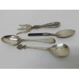 Mixed lot of various Silver wares to include three decorated Spoons includes Queen Elizabeth