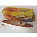 A mid-20th Century Triang 413.S Thames clockwork 14” Cabin Cruiser in cream and brown hard