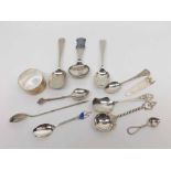 A Mixed Group of Silver and white metal Wares including Norwegian white metal Preserve Spoon with