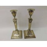 Pair of late 19th or early 20th Century Silver plate Candlesticks fitted with removable nozzles, the