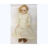 Armand Marseille DEP 370 head and shoulder plate doll with weighted blue sleep glass eyes, painted