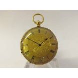 Late 19th Century Swiss open face key wind Fob Watch, Loge – Geneve, the frosted and gilt movement