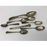 Mixed lot of various Silver wares to include George III Fiddle pattern Dessert Spoon, Fiddle pattern