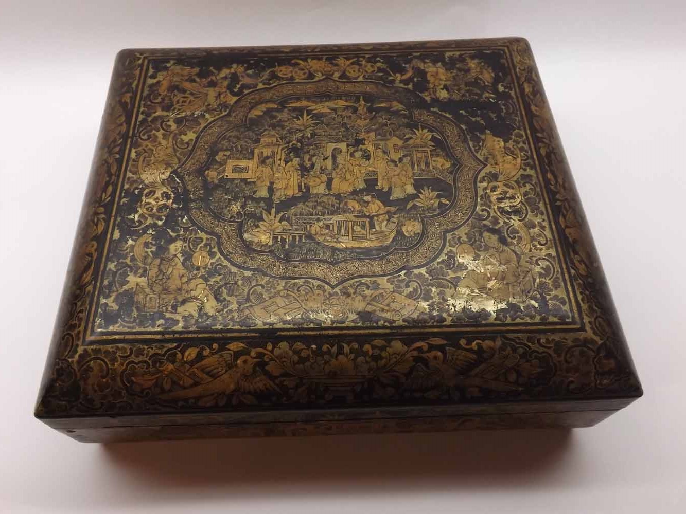An Oriental Lacquered and Chinoiserie decorated rectangular Covered Box, the interior fitted with - Image 2 of 22