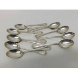 Set of twelve George V Silver shell end and thread pattern Teaspoons, hallmarked Sheffield 1916,