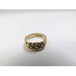 Late Victorian hallmarked 18ct Gold Ring with braided front, hallmarked for Birmingham 1899,