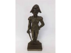 19th Century cast metal Door Stopper modelled as a military figure raised on a rectangular stepped