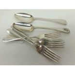 Mixed lot of Silver Cutlery comprising Hanoverian pattern Table Forks and two further Spoons, all