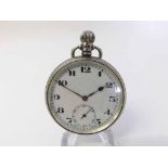 Second quarter of 20th Century Swiss Silver cased open face keyless Pocket Watch, the Swiss jewelled