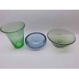 Mixed lot: Whitefriars glass wares comprising heavy blue tinted circular Bowl, further tapering