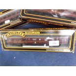 Main line railways three boxed 00 gauge carriages comprising two second class carriages and
